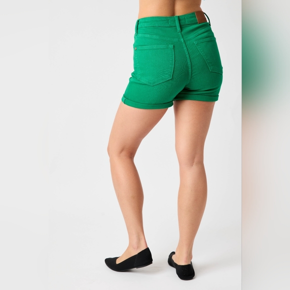 New Arrival! Judy Blue Full Size Tummy Control Garment Dyed Denim Shorts - Picture 2 of 8